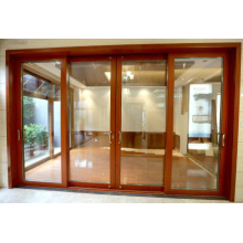 Woodwin Popular Product Double Tempered Glass Wood and Aluminium Sliding Door